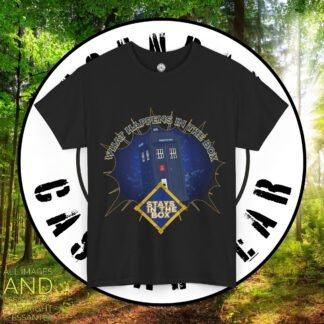 Nerdy Dr Who Quote Tee: What Happens in the Box Stays in the Box; Unisex Heavy Cotton Tee, Fun Gift for Geeks, Casual Wear, Pop