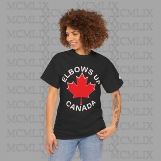 Elbows Up Canada Retro Unisex Tee, Canadian Pride Shirt, Maple Leaf Apparel, Funny Canada Top - Heavy Cotton T-Shirt, Canada Day Gift,